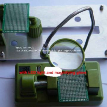 multi-function pcb repair holder platform fixtures with LED light magnifying glass