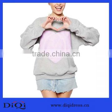 Crop plain glitter heart hoodies for young ladies DQ211