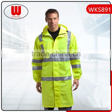 Long design reflective safety rain clothes