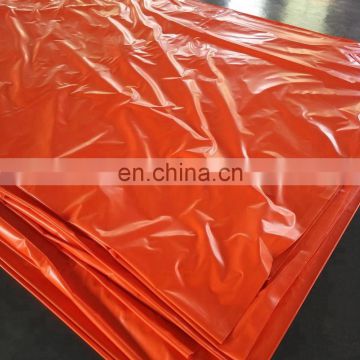 0.6mm orange color laminated PVC tarpaulin for cheap price