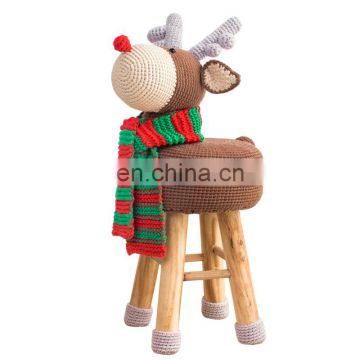 Yarncrafts Hand Made Soft Mr. Elk Animal Wooden Kids Decoration Step Stool