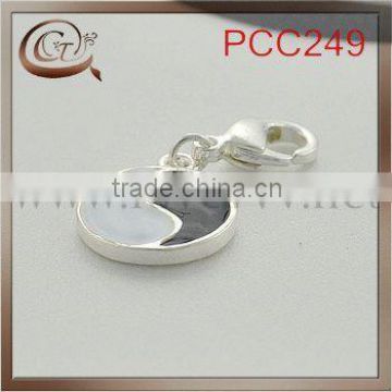 plated Tai Chi shaped pendant with Lobster Claw Clasps