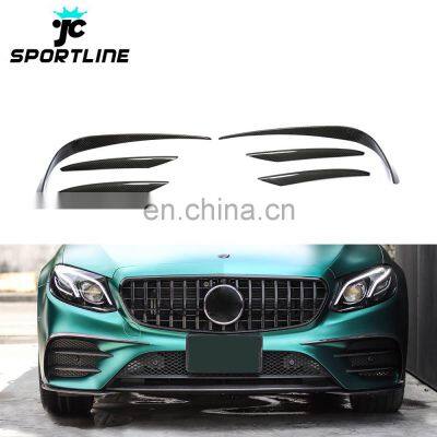 W213 Front Canards with Carbon Fiber Fog Lamp Vents for Mercedes Benz C238 E43 E300 E400 E450 Sport 17-19