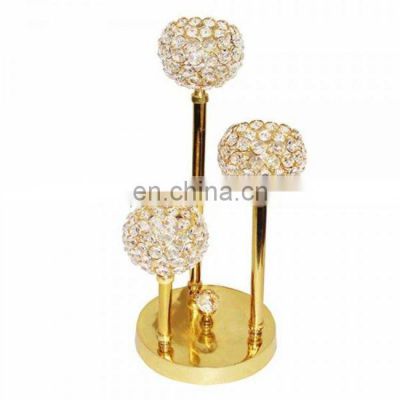 wedding three light crystal gold plated candle holder