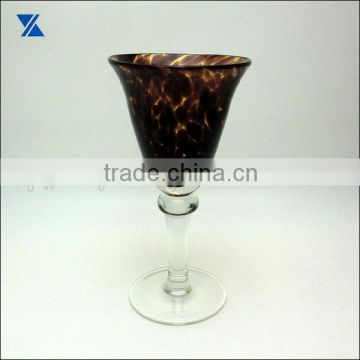 wine glass hand blown amber tortoise design