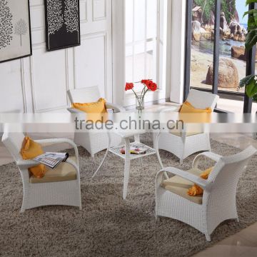 Indoor Outdoor Home Casual Patio White Resin Wicker Outdoor Table Chairs Furniture Set