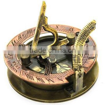 Antique Brass Sundial Compass - Pocket Sundial - West London