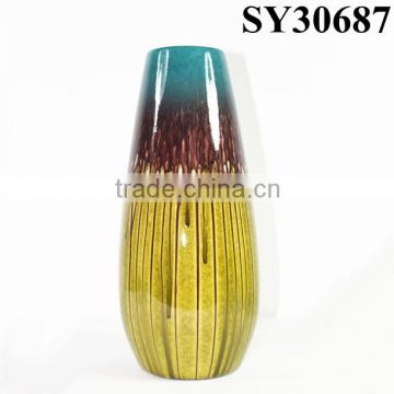 Indoor and outdoor yellow flow glazed vase ceramic
