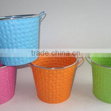 bright color metal pot with metal handles