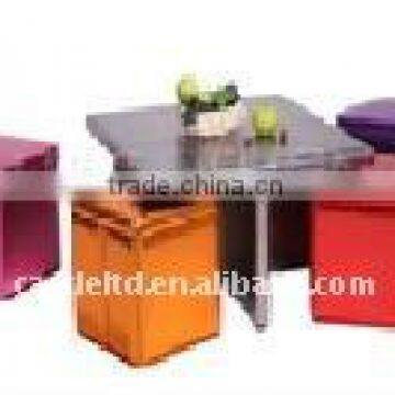 Colorful ottoman match with table