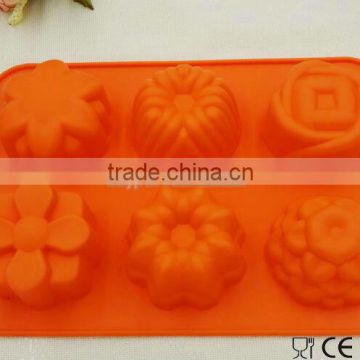 6 Caviity Orange Mixed Flower Shape Silicone Cake Mould Muffin Cup Soap Mould Chocolate Mould Baking Tray
