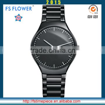 FS FLOWER - Black Ceramic Watch Mens Japan Movement Quartz Watch