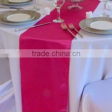 Polyester satin table runner for banquet and wedding event hot pink