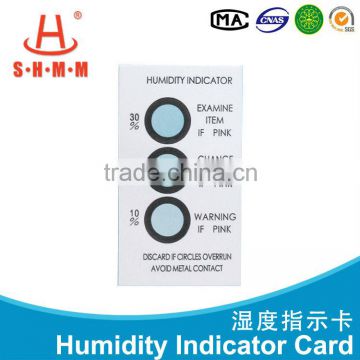 Moisture sensitive humidity indicator card common size