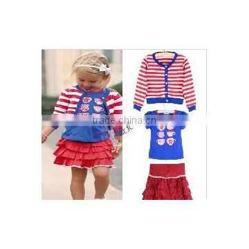 New 2014 Children Clothing Set baby girl fashion three-piece suit set kids striped coat +T-shirt + tutu dress 20149