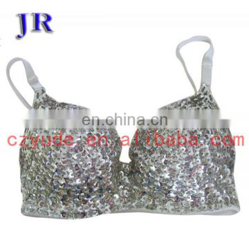 China cheap price Sexy full sequins Belly dance bra top