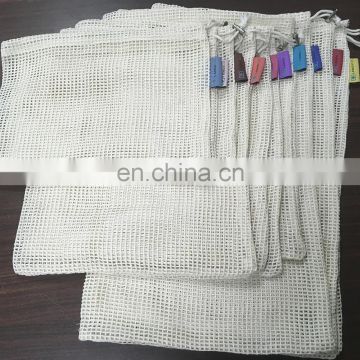 Eco mesh grocery produce bag with metal fastener vegetable fruits storage bags
