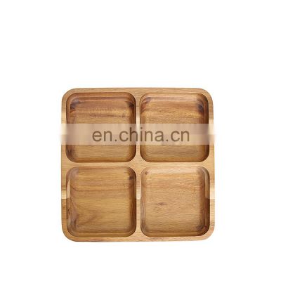Non-slip Thick Natural Acacia Wooden Decoration Snack Serving Tray For Dry Food Serving Holder