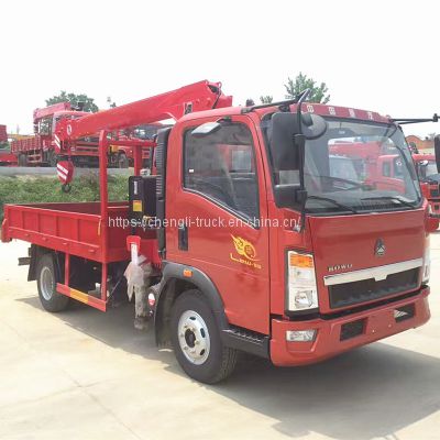 Sinotruk 3 ton crane truck howo homan 4x2 6 wheel truck with 2ton 3.2ton 3.5ton crane