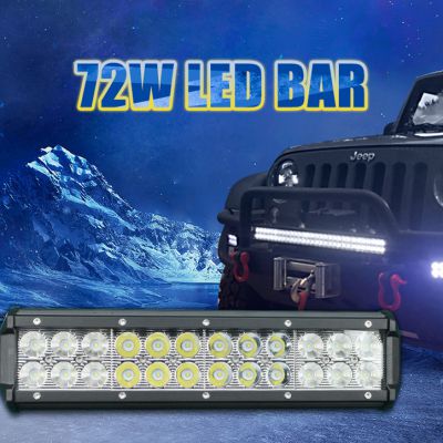 Waterproof Car Double Row 72W Off Road LED Work Light bar 12inch for Jeep UTV ATV Truck Boat