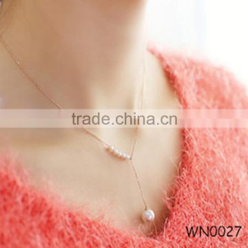 2015 Elegant fine jewelry nature pearl alloy white color chain necklace contracted sweet pearl necklace