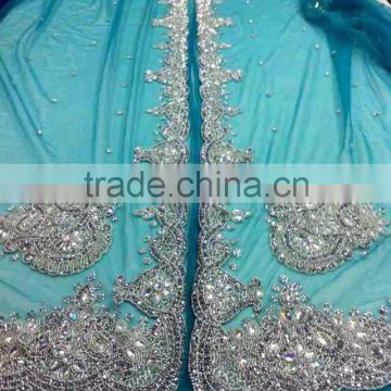 Exclusive beaded fabrics with crystal stone for Moroccan caftan(NEX-040)                        
                                                Quality Choice