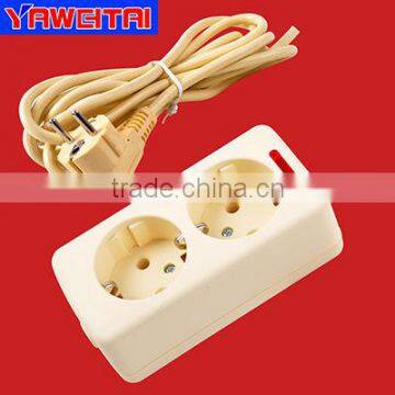 2 gang multiple power extension socket with wire and earthing/grounding