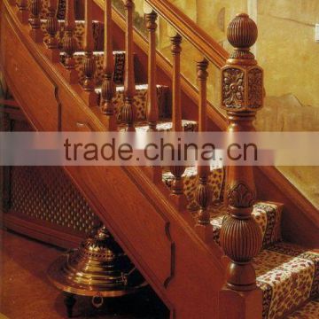 Red oak handrail staircase baluster