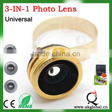 Brilliant Quality Universal Clip 3 in 1 Lens for Mobile Phone Fish Eye Clip Lens