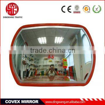 Red border convex rear view mirror