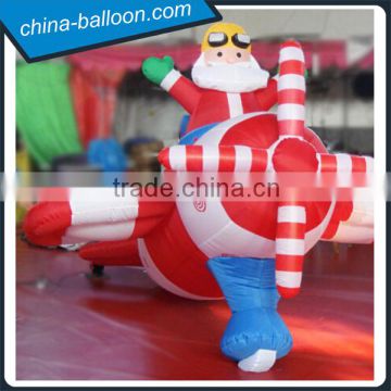 Newest shape santa claus special inflatable santa claus on the plane for adveritsing and decoration