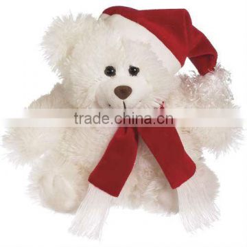 25cm lovely christmas plush soft teddy bear with hat and scarf
