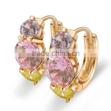 Rellecona Multi Color Cubic Zirconia Plating White Gold Hoop Earrings