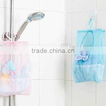 Mesh hanging shower portable quick dry bath accessory organizer with many pockets