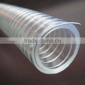 CLEAR WHITE NON-TOXIC STEEL SPIRAL CLEAR PVC DELIVERY HOSE