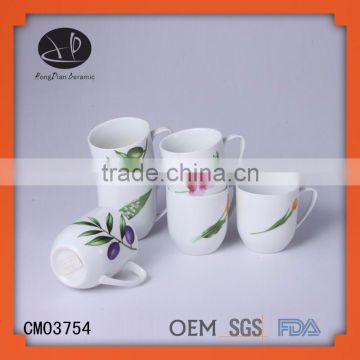 Eco-Friendly Feature and Mugs Drinkware Type cheap ceramic mugs,Ceramic wedding souvenirs cups with green leave