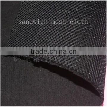 black knitting fabric laminated polyester sandwich mesh fabric/cloth for footwear