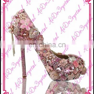 Aidocrystal sexy Wedding high heel Shoes Handmade Pink Bridal wedding high heel Shoes fashion women shoes