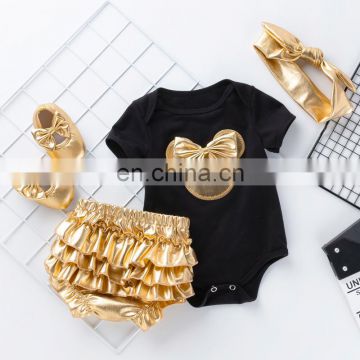 New baby clothing wholesale baby romper golden pp pants suit baby jumpsuit four-piece children's clothing