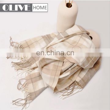 Recycle Super Soft Plaid Fringed Wholesale Woven Throw Blanket