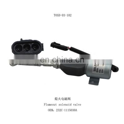 232C-1115030A Electric parts Flameout Solenoid Valve for excavator stop Solenoid valve