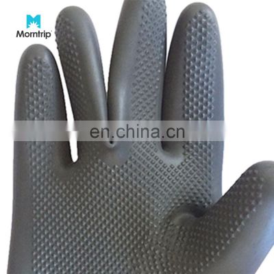 18 inch Long Durable Black Household Acid Alkali Oil Protection Industrial Safety Heavy Duty Chemical Resistant Latex Gloves