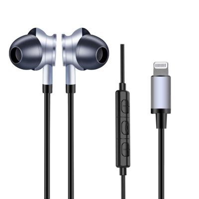 MFi certified Metal in-ear stereo wired headset earphone  with C100 lighting connector for iPhone 11/11Pro
