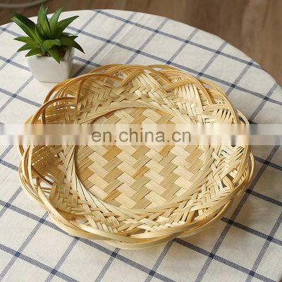 Best Price Hand weave basket round bamboo storage basket bamboo wicker platter trays wholesale