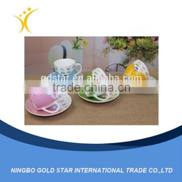 Cheap Custom Print Porcelain Ceramic Tea Cup and Saucer