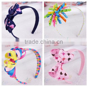 wholesale baby girls colorful coconut tree ribbon hairbows kids hair headband bows infant hair bows hair accessory