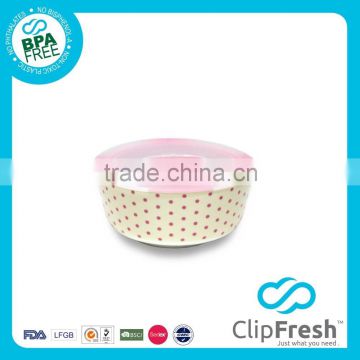 Clip Fresh Ceramic Round Food Storage(Push button) 0.8L