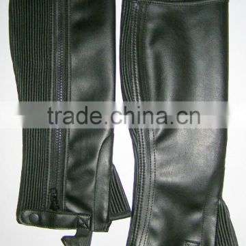 Leather horse riding chaps in SYNTHECTIC LEATHER BLACK - S, M, L, XL