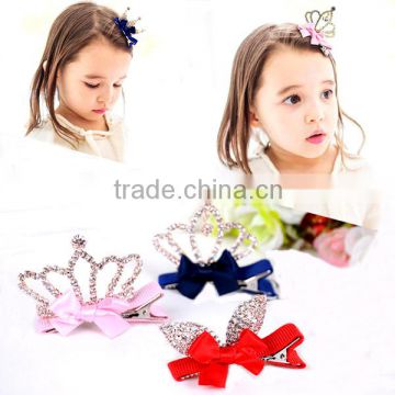 New Arrival ribbon crown hair clips Kids Hair Accessories/