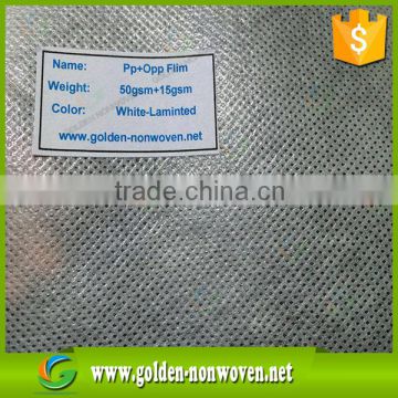 100% Polypropylene waterproof pe+pp film laminated non woven fabric,pp spunbond nonwoven laminated fabric made in china